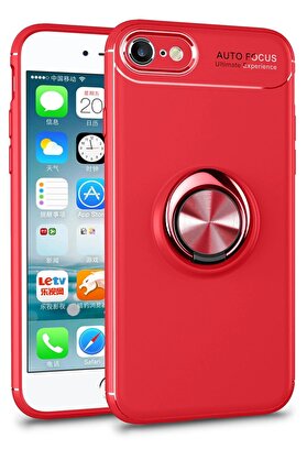 CepteToptan iPhone 7 Kılıf Range Yüzüklü Silikon - Kırmızı - DROPX8958-9488