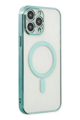 CepteToptan iPhone 14 Pro Max Kılıf Magneticsafe Lazer Silikon - Haki Yeşil - DROPX2275-1644
