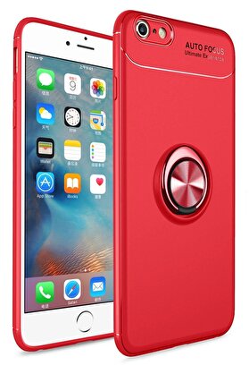 CepteToptan iPhone 6 Kılıf Range Yüzüklü Silikon - Kırmızı - DROPX3281-2277