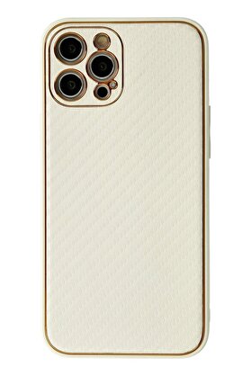 CepteToptan iPhone 12 Pro Max Kılıf Coco Karbon Silikon - Beyaz - DROPX4923-8100