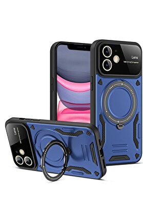 CepteToptan iPhone 11 Kılıf Joy Lens Standlı Kapak - Lacivert - DROPX5373-7116