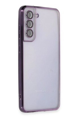 CepteToptan Samsung Galaxy S21 FE Kılıf Lensli Silikon - Mor - DROPX5615-9974