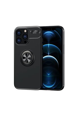 CepteToptan iPhone 13 Pro Max Kılıf Range Yüzüklü Silikon - Siyah - DROPX5262-1000