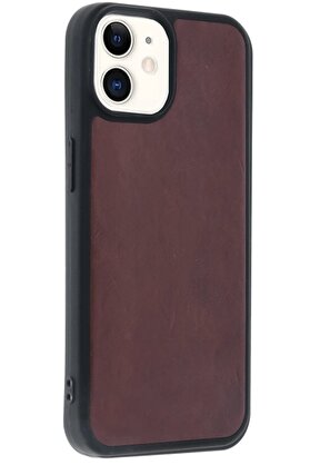 CepteToptan iPhone 11 Kılıf Aras Deri Kapak - Bordo - DROPX2430-1517