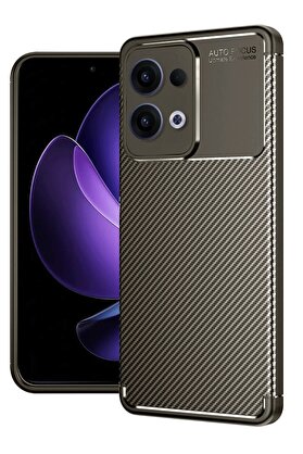 CepteToptan Oppo Reno 13 Pro Kılıf Auto Focus Karbon Kapak - Kahverengi - DROPX5841-1991