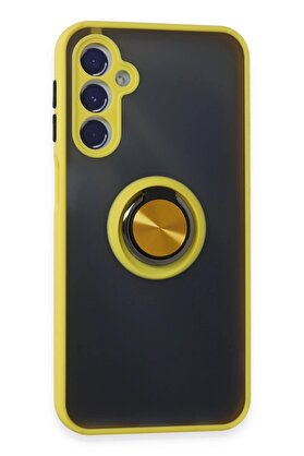 CepteToptan Samsung Galaxy M34 5G Kılıf Montreal Yüzüklü Silikon Kapak - Sarı - DROPX8369-9909
