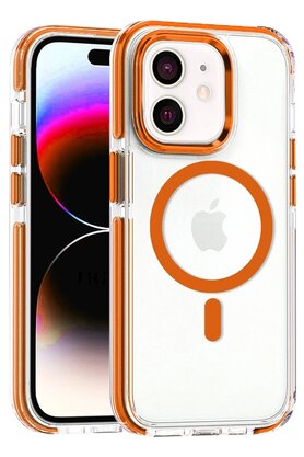 CepteToptan iPhone 11 Bella Magsafe Kapak - Turuncu - DROPX7033-4858