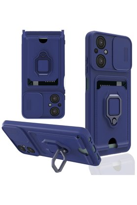 CepteToptan Xiaomi Poco M5 Kılıf Zuma Kartvizitli Yüzüklü Silikon - Lacivert - DROPX9178-6613
