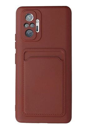 CepteToptan Xiaomi Redmi Note 10 Pro Kılıf Kelvin Kartvizitli Silikon - Bordo - DROPX2049-4732
