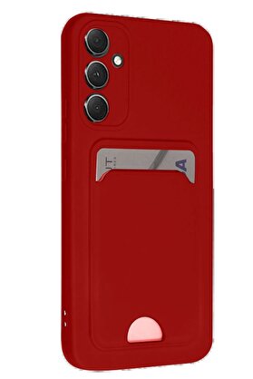 CepteToptan Samsung Galaxy A16 5G Kılıf Kelvin Kartvizitli Silikon - Kırmızı - DROPX4649-7040