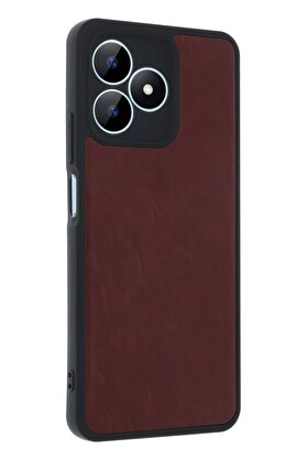 CepteToptan Realme Note 50 4G Kılıf Aras Deri Kapak - Bordo - DROPX3476-6783