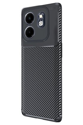 CepteToptan İnfinix Smart 9 Kılıf Auto Focus Karbon Kapak - Siyah - DROPX8789-3814