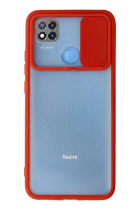 CepteToptan Xiaomi Redmi 9C Kılıf Palm Buzlu Kamera Sürgülü Silikon - Kırmızı - DROPX6415-1390