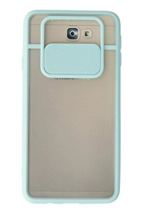 CepteToptan Samsung Galaxy J7 Prime Kılıf Palm Buzlu Kamera Sürgülü Silikon - Turkuaz - DROPX5227-9083