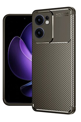 CepteToptan Oppo Reno 13F Kılıf Auto Focus Karbon Kapak - Kahverengi - DROPX6253-2059