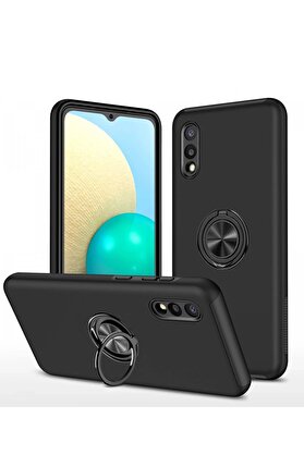 CepteToptan Samsung Galaxy A02 Kılıf Elit Yüzüklü Kapak - Siyah - DROPX5000-6907