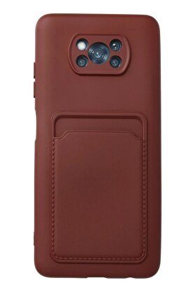 CepteToptan Xiaomi Pocophone X3 Kılıf Kelvin Kartvizitli Silikon - Bordo - DROPX9977-1461