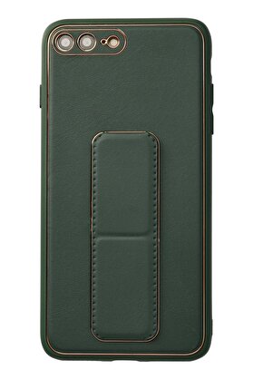 CepteToptan iPhone 7 Plus Kılıf Coco Deri Standlı Kapak - Yeşil - DROPX5900-3195