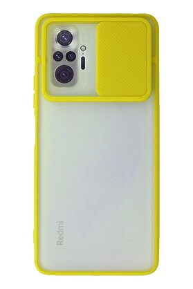 CepteToptan Xiaomi Redmi Note 10 Pro Kılıf Palm Buzlu Kamera Sürgülü Silikon - Sarı - DROPX3513-3697