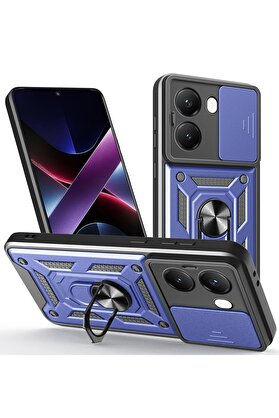 CepteToptan Xiaomi Poco X7 Pro Kılıf Pars Lens Yüzüklü Silikon - Lacivert - DROPX9928-9307