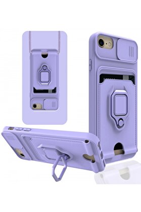 CepteToptan iPhone 6 Kılıf Zuma Kartvizitli Yüzüklü Silikon - Lila - DROPX7275-6994