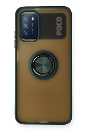 CepteToptan Xiaomi Redmi 9T Kılıf Montreal Yüzüklü Silikon Kapak - Yeşil - DROPX7572-8445