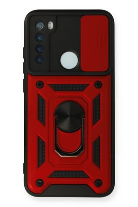 CepteToptan Xiaomi Redmi Note 8 Kılıf Pars Lens Yüzüklü Silikon - Kırmızı - DROPX7091-1135