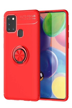 CepteToptan Samsung Galaxy M31 Kılıf Range Yüzüklü Silikon - Kırmızı - DROPX1375-1491