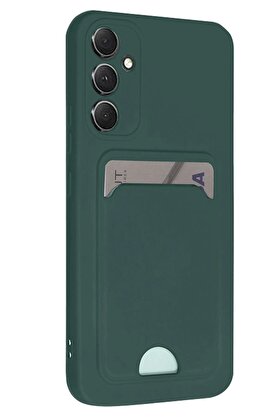 CepteToptan Samsung Galaxy A16 5G Kılıf Kelvin Kartvizitli Silikon - Koyu Yeşil - DROPX7309-1060