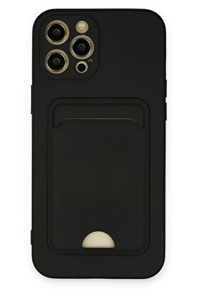 CepteToptan iPhone 12 Pro Max Kılıf Kelvin Kartvizitli Silikon - Siyah - DROPX1721-6199