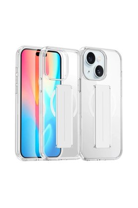 CepteToptan iPhone 15 Kılıf Alfa Magsafe Standlı Kapak - Şeffaf - DROPX7727-4534