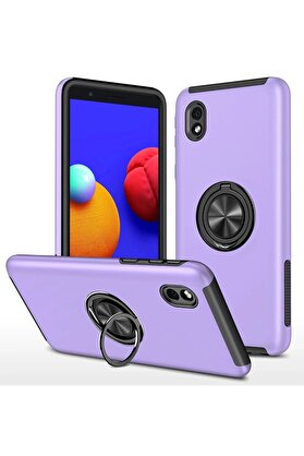 CepteToptan Samsung Galaxy A01 Core Kılıf Elit Yüzüklü Kapak - Mor - DROPX8375-9279