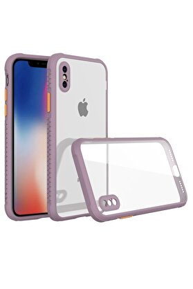 CepteToptan iPhone XS Max Kılıf Miami Şeffaf Silikon - Açık Mor - DROPX9741-5659