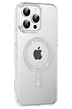 CepteToptan Apple iPhone 15 Pro Max Move Taşlı Magsafe Kapak - Natural Grey - DROPX3697-7723