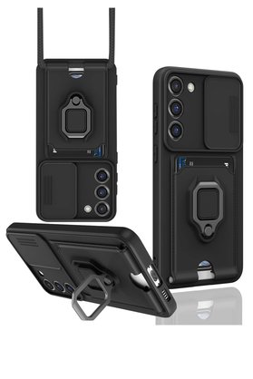 CepteToptan Samsung Galaxy S24 Plus Kılıf Zuma Kartvizitli Yüzüklü Silikon - Siyah - DROPX3068-8382