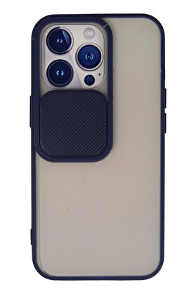 CepteToptan iPhone 13 Pro Kılıf Palm Buzlu Kamera Sürgülü Silikon - Lacivert - DROPX8896-3859