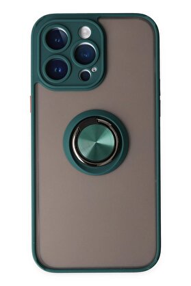 CepteToptan iPhone 14 Pro Max Kılıf Montreal Yüzüklü Silikon Kapak - Yeşil - DROPX2377-1673
