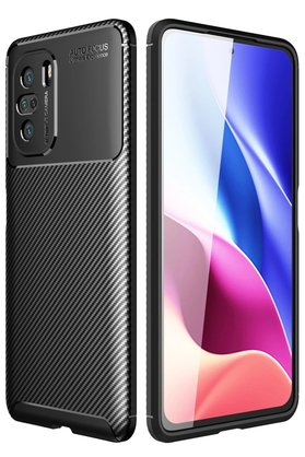 CepteToptan Xiaomi Poco F3 Kılıf Auto Focus Karbon Kapak - Siyah - DROPX9518-1148
