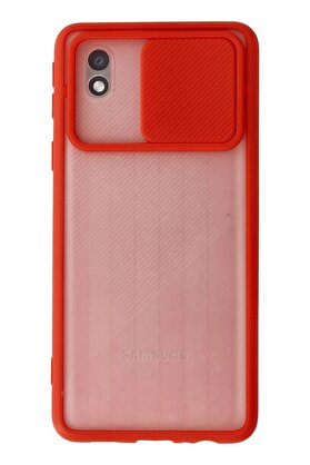 CepteToptan Samsung Galaxy A01 Core Kılıf Palm Buzlu Kamera Sürgülü Silikon - Kırmız? - DROPX8056-5393