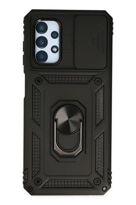 CepteToptan Samsung Galaxy A13 4G Kılıf Pars Lens Yüzüklü Silikon - Siyah - DROPX6962-9954
