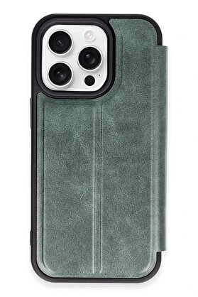 CepteToptan iPhone 14 Pro Max Kılıf Flip Cover - Koyu Yeşil - DROPX9371-6434