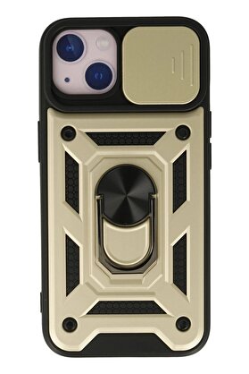 CepteToptan iPhone 15 Kılıf Pars Lens Yüzüklü Silikon - Gold - DROPX3509-4371