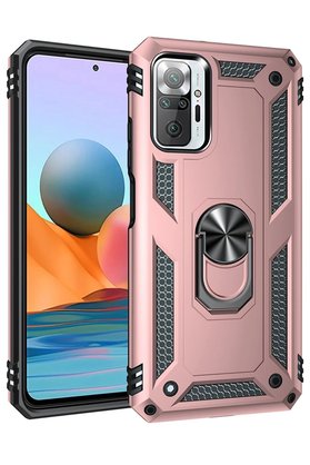 CepteToptan Xiaomi Redmi Note 10 Pro Kılıf Sofya Yüzüklü Silikon Kapak - Rose - DROPX9902-1032