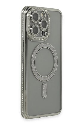 CepteToptan iPhone 15 Pro Kılıf Joke Simli Magneticsafe Kılıf - Gri - DROPX9299-1848