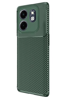 CepteToptan İnfinix Smart 9 Kılıf Auto Focus Karbon Kapak - Koyu Yeşil - DROPX5982-4903