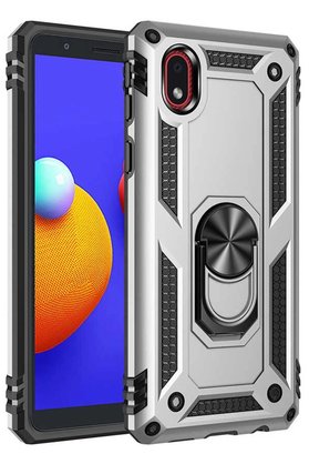 CepteToptan Samsung Galaxy A01 Core Kılıf Sofya Yüzüklü Silikon Kapak - Gümüş - DROPX5670-5627