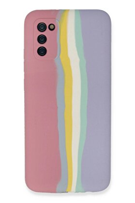 CepteToptan Samsung Galaxy A03S Kılıf Ebruli Lansman Silikon - Pembe-Lila - DROPX5633-1114
