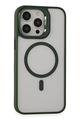 CepteToptan iPhone 15 Pro Max Kılıf Roblox Lens Magsafe Standlı Kapak - Koyu Yeşil - DROPX6556-9440