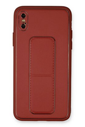 CepteToptan iPhone XS Max Kılıf Coco Deri Standlı Kapak - Fuşya - DROPX7878-8000