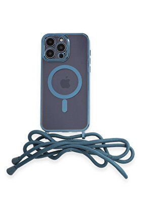 CepteToptan iPhone 14 Pro Kılıf Divo Lazer Askılı Magsafe Kapak - Sierra Blue - DROPX7871-9716